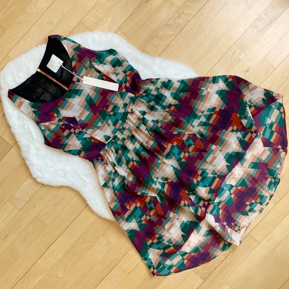 SOLD - Revolve | Line & Dot Geometric Print Silk Dress - Picture 5 of 13